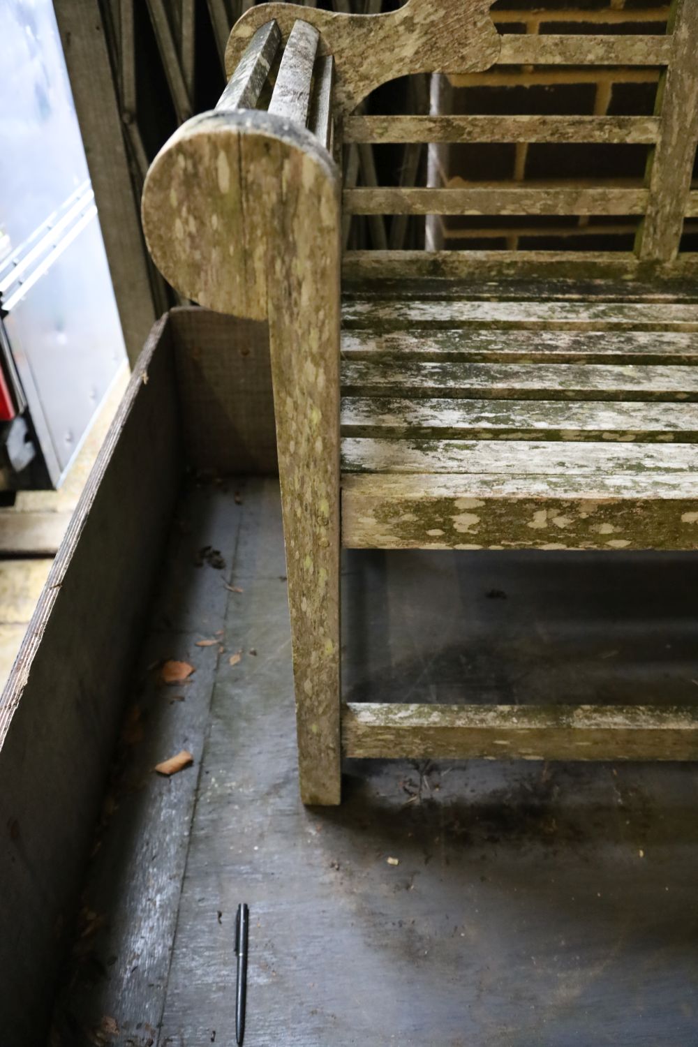 A Lutyens style weathered teak garden bench, length 170cm, depth 50cm, height 106cm